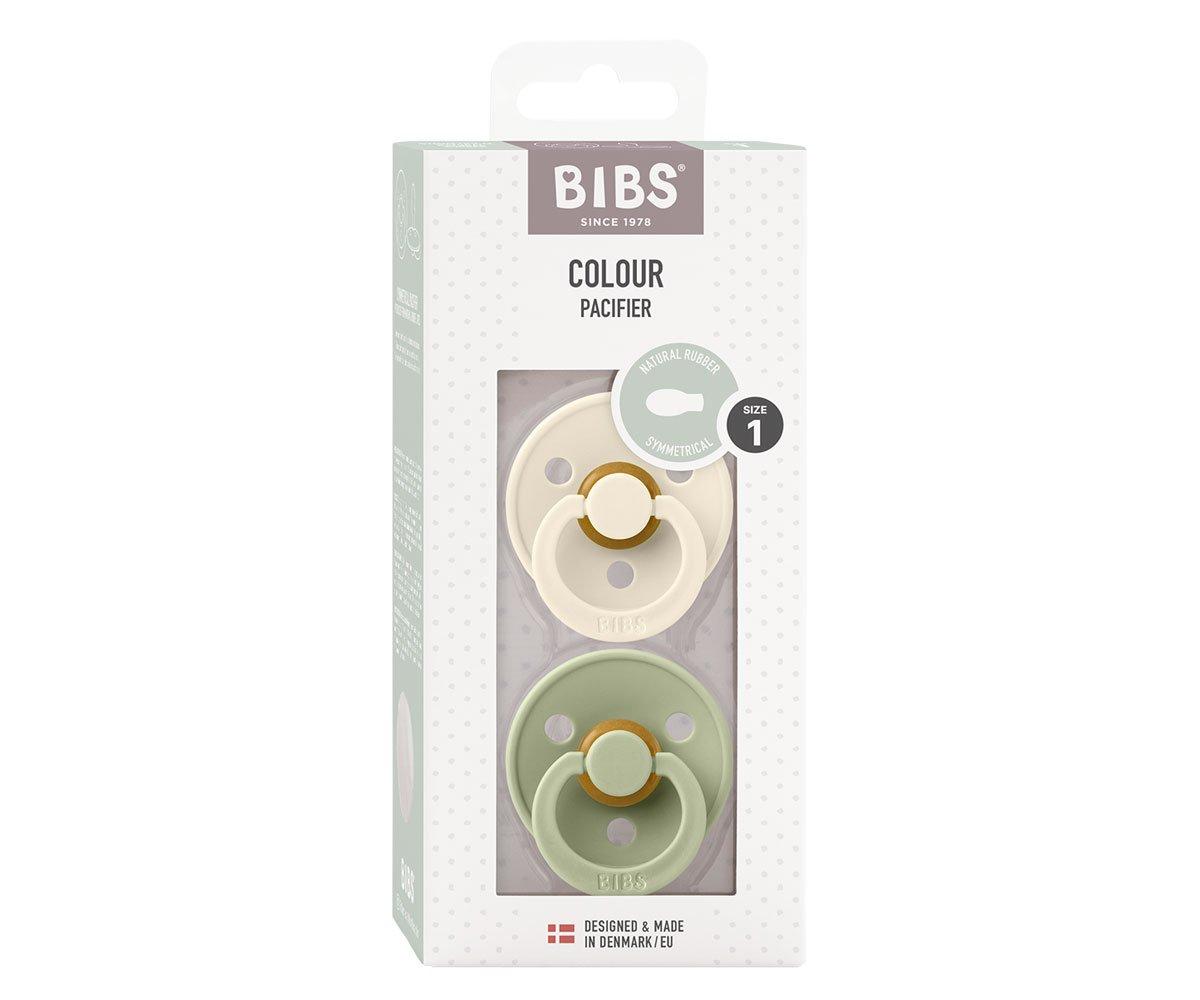 BIBS - Chupetes de colores con tetina simétrica - Marfil/Salvia