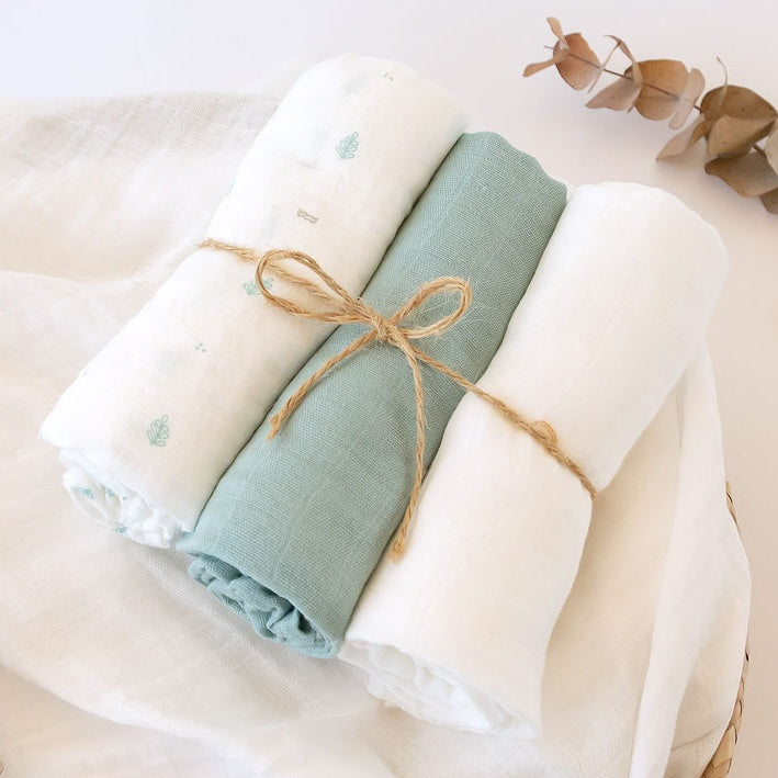 Kiokids - Conjunto 3 Fraldas Musselina - Verde