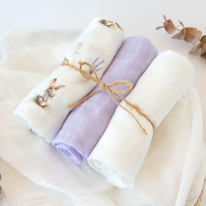 Kiokids - Conjunto 3 Fraldas Musselina - Lavanda