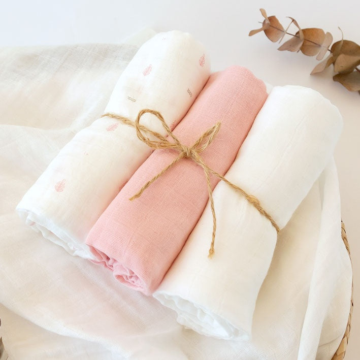 Kiokids - Conjunto 3 Fraldas Musselina - Rosa