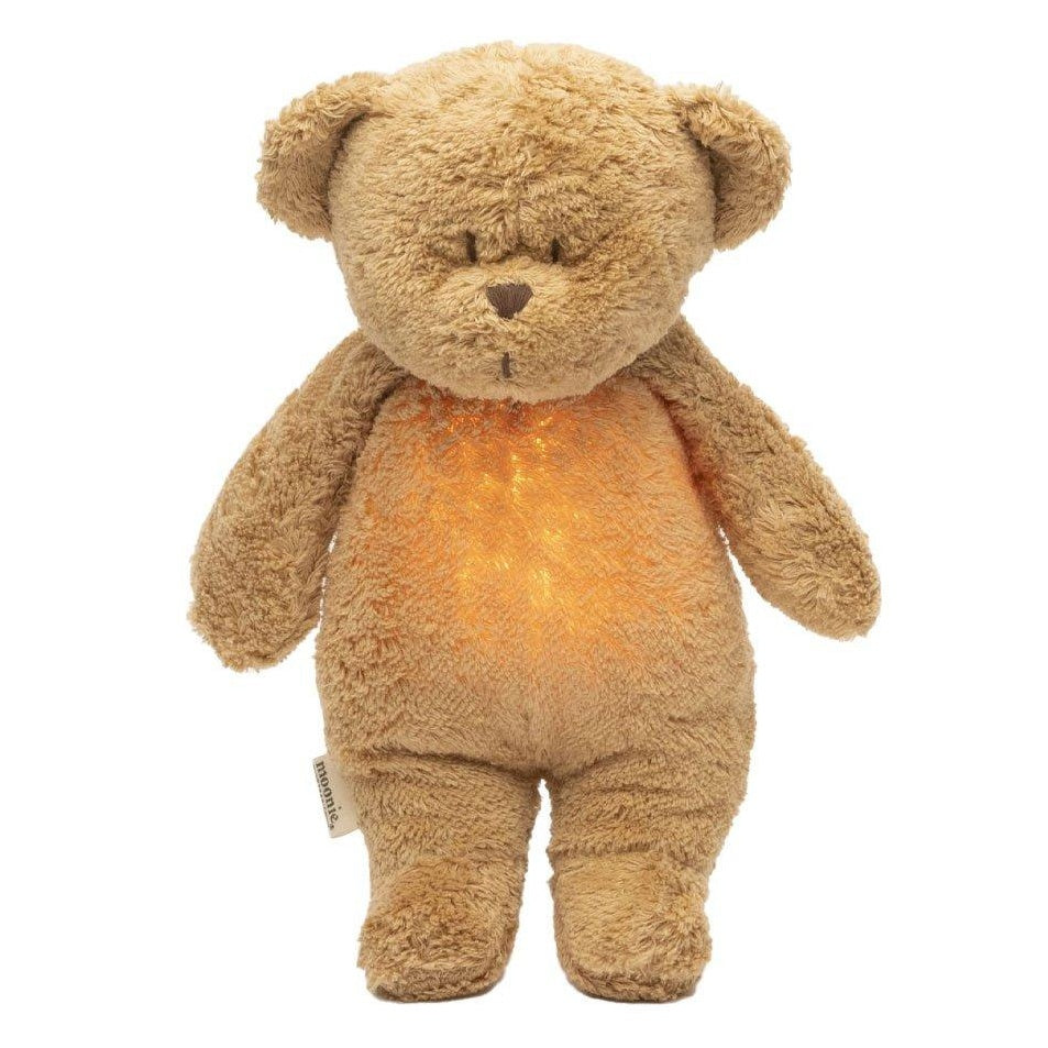 Moonie - Oso Polar de Peluche con Luz y Sonido, Natural y Orgánico - Capuchino