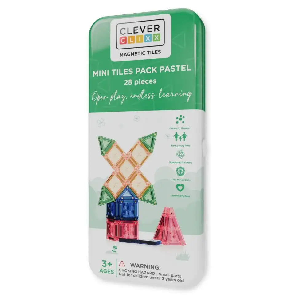 Cleverclixx - Jogo Magnético Ladrilhos Pastel - 28 Peças