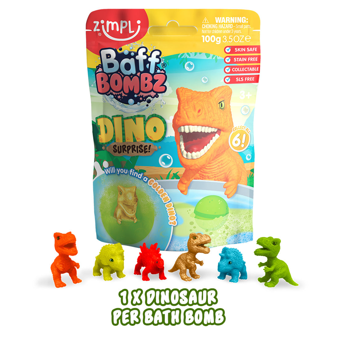 Zimplikids - Bomba de Banho Sensorial Supresa - Dino