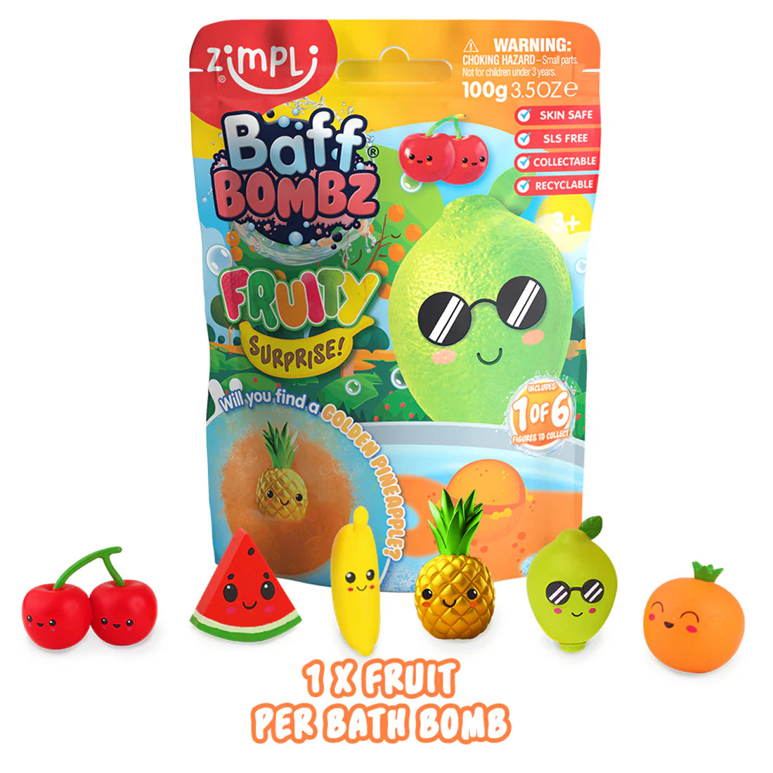 Zimplikids - Bomba de Banho Sensorial Supresa - Frutas