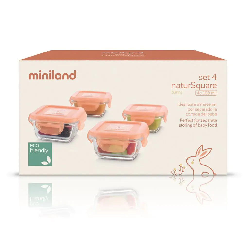 Miniland - Conjunto Recipientes Vidro 160 ml - Bunny